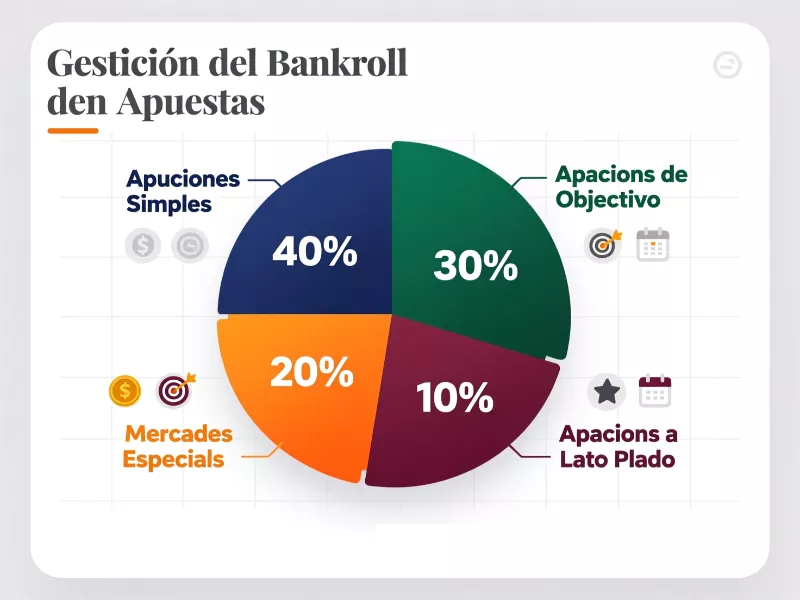 Infografía de gestión de bankroll con distribución de apuestas