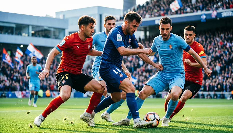 Jugadores de los principales equipos de La Liga compitiendo por el balón