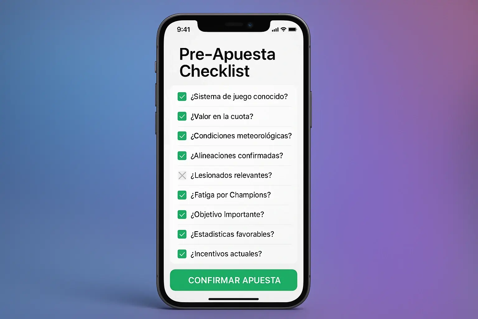 Checklist móvil para apuestas deportivas con verificación de análisis táctico antes de apostar