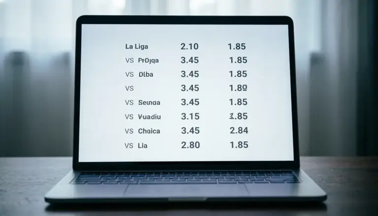 Pantalla mostrando cuotas de apuestas para partidos de La Liga