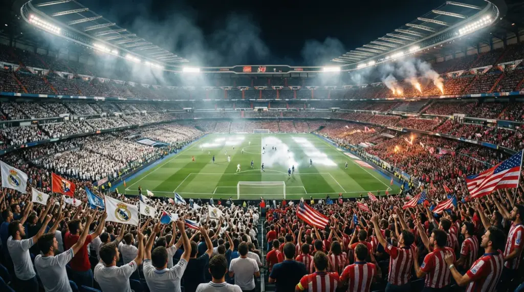 Vista del estadio durante el derbi madrileño entre Real Madrid y Atlético de Madrid
