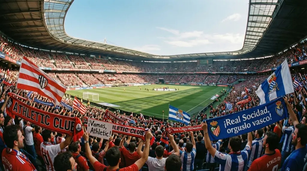 Vista del estadio durante el derbi vasco entre Athletic Club y Real Sociedad