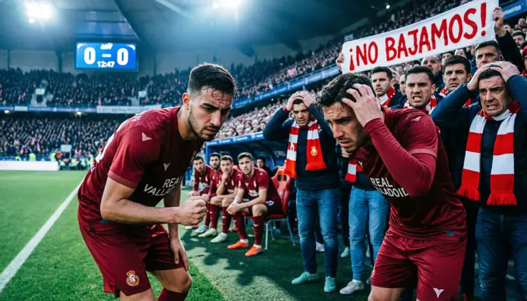 Jugadores y aficionados viviendo la tensión de un partido decisivo por la permanencia