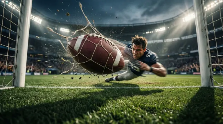Portería de fútbol con balón entrando y red moviéndose tras un gol