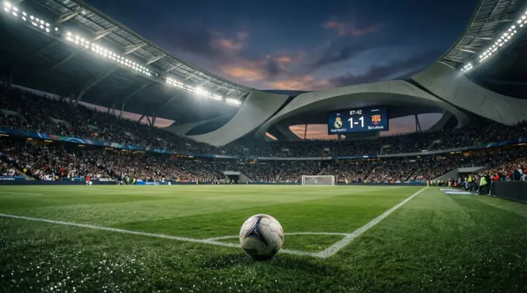 Estadio moderno en Arabia Saudí durante un partido de la Supercopa de España