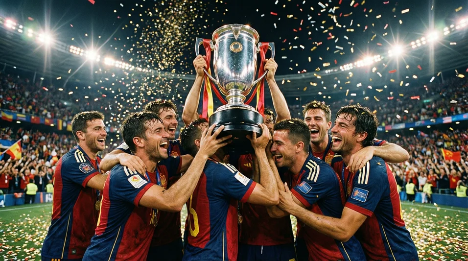 Jugadores celebrando con el trofeo de la Supercopa de España tras ganar la final