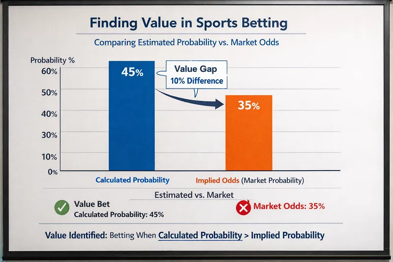Gráfico comparando probabilidades estimadas con cuotas del mercado para encontrar valor