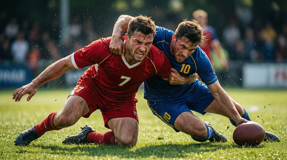 Jugadores de dos equipos disputando un balón dividido con intensidad durante un partido de La Liga